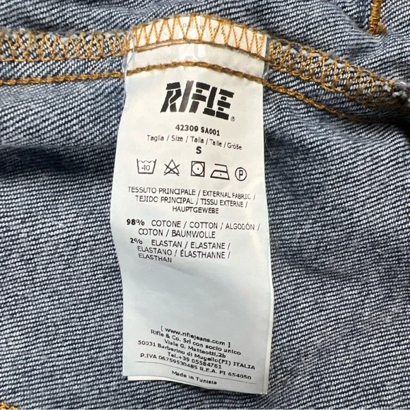 Rifle Denim Trucker Jacket Size Small Made in Italy Vintage Back Graphic RARE